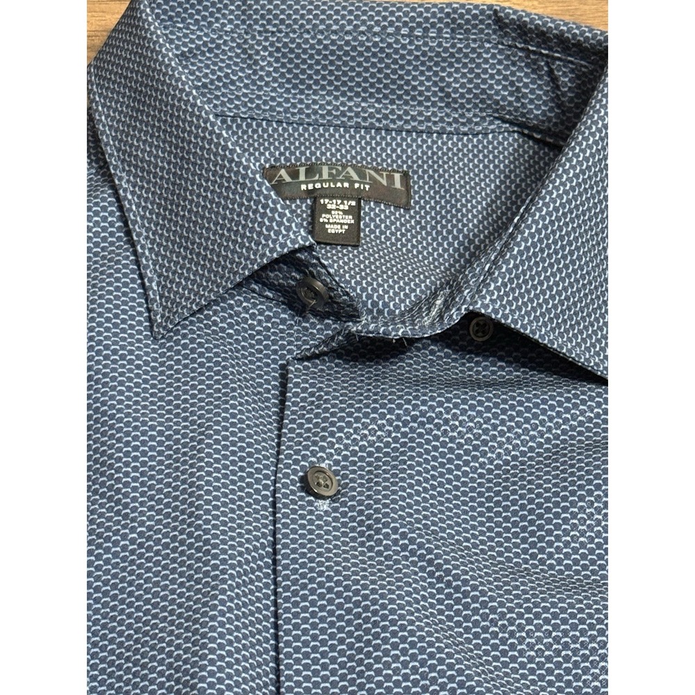Alfani Men's L/S Performance Shirt Blue 17 1/2 32/33 Regular Fit Stretch NWT
